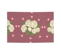 Banner e bandiere stampate con rosa bianca dell'amore, sfondi da appendere, adatti per forniture per feste di vacanza e decorazioni per la casa.