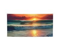 Banner e cartelli al tramonto in riva al mare per esterni e interni, decorazione per feste, banner personalizzato con occhielli sfondo di compleanno segno poster sfondo fotografico per eventi di nozze