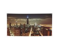 Banner e cartelli di Chicago City per esterni e interni, decorazione per feste, striscione personalizzato con occhielli sfondo di compleanno poster sfondo fotografico per eventi di nozze piccolo