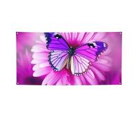 Banner e cartelli viola farfalla e fiori all'aperto decorazione per feste banner personalizzato con occhielli sfondo compleanno segno poster sfondo foto sfondo per eventi di nozze medio