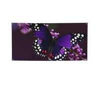 Banner e cartelli viola prugna farfalla bandiere da appendere alla parete Banner personalizzato per feste con 4 fori sfondo con testo fotografico sfondo per feste di compleanno per interni ed esterni