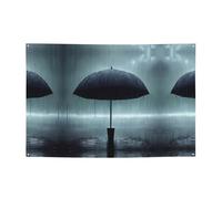 Banner festivo con ombrello nero sotto la pioggia che crea atmosfera, 119,4 x 180,3 cm, per Natale, feste notturne, riunioni di amici