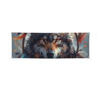 Banner Flag 180x60 CM Personalizzato Grande Segno Appeso alla Parete Sfondo Lupo Acchiappasogni Banner Indoor Outdoor Arazzo Wall Art Banner per Business Festa di Compleanno Decorazione Casa