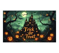 Banner Garage a tema,Dark Night Castle Backdroop,Tessuto in poliestere 100d,Con corda e anello in acciaio occhiello