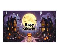 Banner Garage a tema,Dark Night Castle Backdroop,Tessuto in poliestere 100d,Con corda e anello in acciaio occhiello