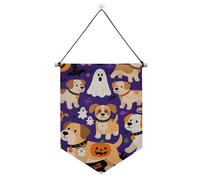 Banner giallo zucca cane di Halloween appeso con asta telescopica banner display esterno patio decorazione per porte, pareti, finestre, giardini, cortile