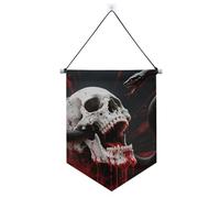 Banner gotico rosso e nero con teschi e serpenti appeso con asta telescopica banner bandiere decorazione esterna per interni, feste all'aperto