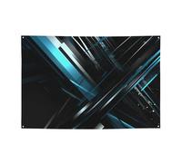 Banner grafico blu e nero personalizzato grandi banner per feste all'aperto Lndoor con quattro fori rotondi in metallo banner segno per la decorazione di feste aziendali