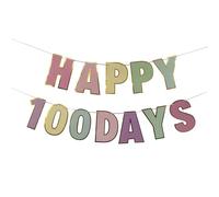 Banner Happy 100 Days Celebration 100 Day of School Banner Happy 100 Birthday Days Decor Wedding Celebration Party 100 Days Theme Party Decoration Colorful Lettere Banner per bambino (Macaron 100