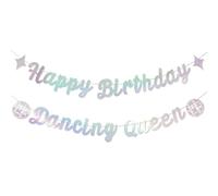 Banner Happy Birthday Dancing Queen Compleanno Decorazioni per Feste Iridescenti Disco Striscione Scintillante Decorazione per Festa di Addio al Nubilato Mamma Mia Bachelorette