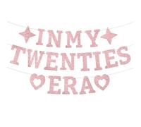 Banner in My Twenties Era, decorazioni pre-infilate per il 20° compleanno per lei oro rosa glitterato Happy 20th Birthday Banner per donne forniture per feste