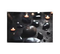 Banner in pietra a forma di cuore misterioso nero personalizzato grandi striscioni per feste all'aperto Lndoor con quattro fori rotondi in metallo banner segno per la decorazione di feste aziendali