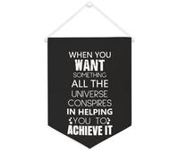 Banner in tela con scritta in inglese "When you want Something All The Universe Conspires", 30,5 x 40,6 cm, da appendere alla parete, decorativo, per camera da letto, cameretta dei bambini