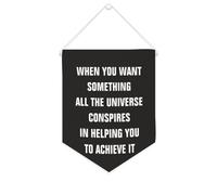 Banner in tela con scritta in inglese "When you want Something All The Universe Conspires in Helping You", da appendere alla parete, per la casa, per soggiorno, camera da letto, ufficio, regali di