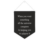 Banner in tela con scritta in inglese "When you want Something All The Universe", da appendere alla parete, decorazione per la casa, per soggiorno, camera da letto, ufficio, regali per le vacanze