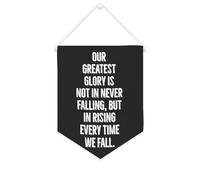 Banner in tela con scritta "Our Greatest Glory Is Not in Never Falling, But in Rising Every Time We Falling", 25,4 x 30,5 cm, motivazionale, da appendere alla parete, decorazione da parete per camera