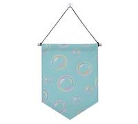 Banner in tessuto da appendere a bolle blu con asta telescopica, bandiera, striscione, decorazioni da appendere per ufficio, scuola, aula, dormitorio, casa