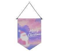Banner in tessuto da appendere con Babbo Natale viola ad acquerello natalizio con asta telescopica bandiere da appendere decorazioni per ufficio, scuola, aula, dormitorio, casa