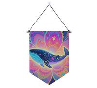 Banner in tessuto da appendere con fiori mandala boho balena con asta telescopica banner decorazioni da appendere per porte, pareti, finestre, giardini, cortile