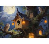 Banner Misterioso Uccello Casa sull'Albero tra gli Alberi Fantastica Fiaba