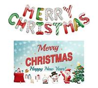 Banner natalizio 180 x 110 cm, con palloncini in alluminio, perfetto per feste di Natale, decorazione per interni ed esterni.