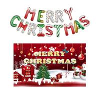 Banner natalizio 180 x 110 cm, con palloncini in alluminio, perfetto per feste di Natale, decorazione per interni ed esterni.