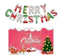 Banner natalizio 180 x 110 cm, con palloncini in alluminio, perfetto per feste di Natale, decorazione per interni ed esterni.