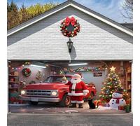 Banner natalizio per porta del garage, grande sfondo natalizio per appendere la porta, decorazione fotografica per interni ed esterni, patio, feste su prato Banner-E 480x210cm / 16x7ft