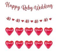 Banner Per Anniversario Di Matrimonio Da 1 Pezzo, Palloncini D'Amore Da 10 Pezzi, Banner Glitterato, Decorazione Per L'Atmosfera Commemorativa Del Matrimonio Del 40° Anniversario