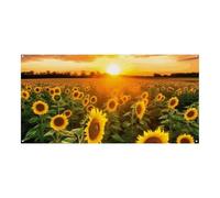 Banner per attività festival, stampa con girasole e tramonto con campo, durevole, decorazione colorata per feste, eventi aziendali e occasioni speciali