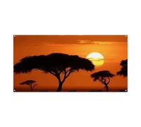 Banner per attività festival, stampa tramonto savana africana, durevole, decorazione colorata per feste, eventi aziendali e occasioni speciali