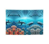 Banner per feste con balene sotto il mare 119,4 x 180,3 cm, adatto per Halloween, Natale, feste, riunioni e altri banner per le vacanze