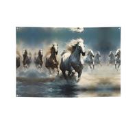 Banner per feste con cavalli che corrono selvaggi nel fiume 119,4 x 180,3 cm, adatto per Halloween, Natale, feste, riunioni e altri banner per le vacanze