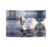 Banner per feste con cigno bianco che gioca nell'acqua - Crea splendidi punti salienti decorativi per compleanni, vacanze e spazi domestici