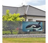 Banner per feste di benvenuto Banner festivo Orca Killer Whale Banner da appendere alla parete Bandiera Fotografia Sfondi con 4 fori Portico Cartello Porta Banner Copertura Decorazione Forniture per