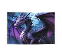 Banner per feste di buon compleanno Banner personalizzato con occhielli in ottone drago viola luna viola banner sfondo per feste banner cortile segno sfondo per decorazioni interne ed esterne 119 x