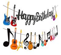 Banner per feste di compleanno per chitarra note musicali Banner per feste di compleanno per chitarra decorazioni per feste di compleanno 2 striscioni per chitarra rock forniture per baby shower
