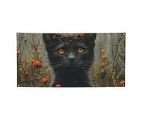 Banner per interni ed esterni cartello personalizzato gatti e pipistrelli Banner per feste Segni riutilizzabili Cartello vuoto 300D Poliestere Decorazione Banner per la decorazione di feste