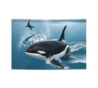 Banner per interni ed esterni cartello personalizzato Orca Killer Whale Banner per feste Segni per feste Cartello vuoto 300D Poliestere Decorazione Banner per la decorazione di feste