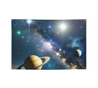 Banner per interni ed esterni cartello personalizzato pianeti stelle e Via Lattea Galaxy Banner segni per feste Segni riutilizzabili Cartello vuoto 300D poliestere decorazione banner per decorazione