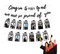 Banner Per Laureati - Kit Completo Di Banner Fotografico Da 3 Cm, Set Di Lettere Con Bandierina Decorativa, Display In Carta Sintetica Per Asilo | Decorazioni Per Feste Di Conseguimento Per I Mom