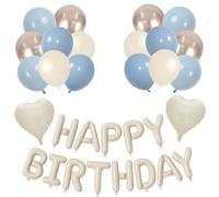 Banner per palloncini di buon compleanno, color crema, 40,6 cm, palloncini di compleanno in Mylar con lettere con cuore in lamina per ragazzi e ragazze, decorazioni per feste