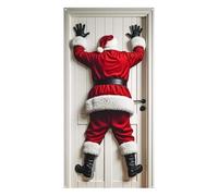 Banner per porta buon Natale Babbo Natale | Banner per porta Babbo Natales 2D | Banners con cornice per porte Babbos Natales | Copertura natalizie divertenti per il portico facile installare