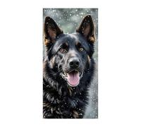 Banner per porta con cane pastore tedesco nero, 90 x 180 cm, striscione per feste, cartello di benvenuto stagionale, decorazione verticale da appendere per portico, ingresso, giardino, decorazione