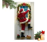 Banner per porta natalizia - Decorazioni per telaio portaa nataliizia 2026, L90x180cm / P35,43x70,87 pollici Copriportta nataliziia Decorazione per tenda piatta per porta Babbo Natale 2D