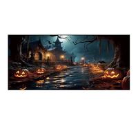 Banner per porte del garage di Halloween, copertura per porta dello sfondo appeso di Halloween 13x6ft, copertura per garage di zucca e castello notturna con anne di e corda da 20 piedi
