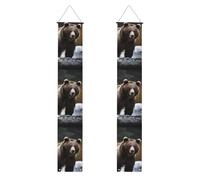 Banner per portico con orso marrone per porta d'ingresso bandiera da appendere per vacanze stagionali portico segno di benvenuto banner per interni ed esterni decorazioni di laurea classe del 2025