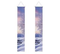 Banner per portico con paesaggio invernale per porta d'ingresso bandiera da appendere per vacanze stagionali portico segno di benvenuto banner per interni ed esterni decorazioni di laurea classe del