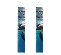 Banner per portico con pinguino che nuota per porta d'ingresso bandiera da appendere per vacanze stagionali portico segno di benvenuto banner per interni ed esterni decorazioni di laurea classe del