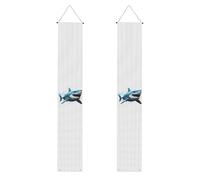 Banner per portico con squalo blu per porta d'ingresso bandiera da appendere per vacanze stagionali portico segno di benvenuto banner per interni ed esterni decorazioni di laurea classe del 2025